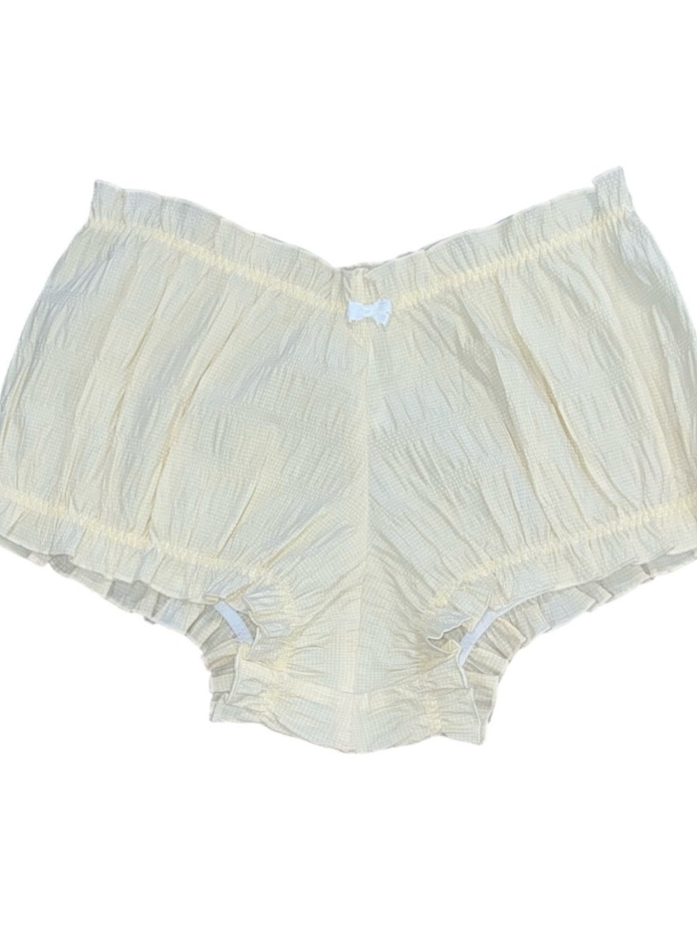 For Love & Lemons Yellow Ruffle Bow Cinched Sleep Shorts NWOT Lounge Medium Boho
